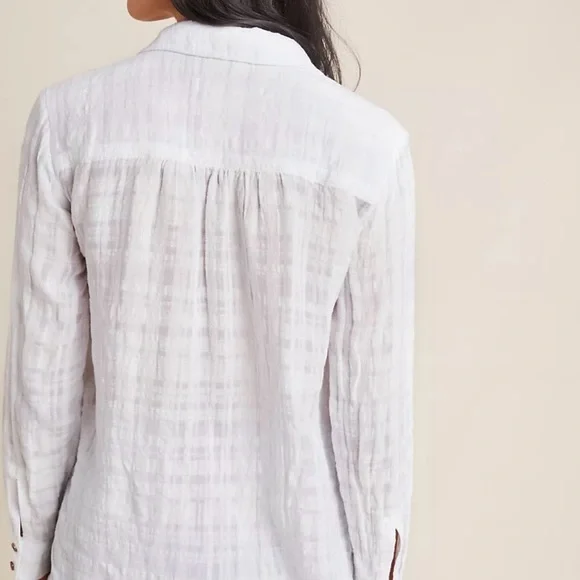 Anthropologie Pilcro Gauzy White Shirt• Sz 6 - Picture 4 of 9